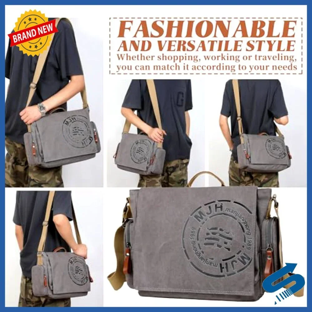 Canvas Messenger Bag Vintage Travel Shoulder Satchel Laptop Work Commute